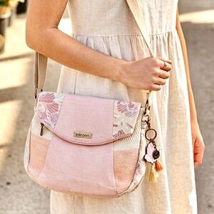 Sakroots Pink Floral Foldover Crossbody with Tassel Charm